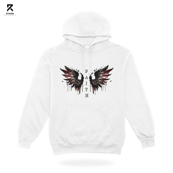 Ryvion FAITH Broken Wings Hoodie – White