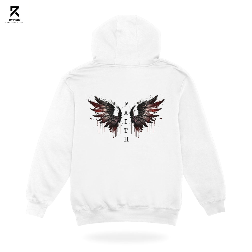 Ryvion FAITH Broken Wings Hoodie – White